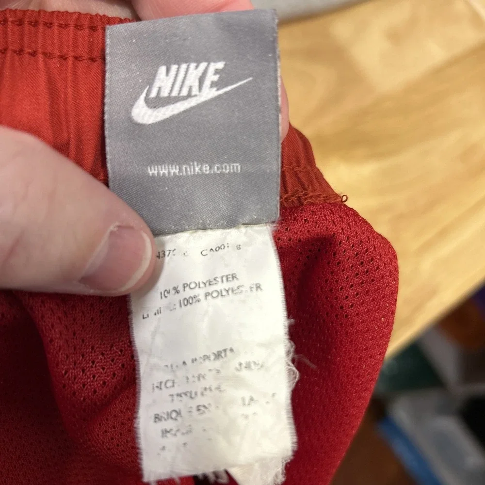 Vintage Nike Swim Shorts Mens XL Red Trunks Lined Drawstring Logo Pockets